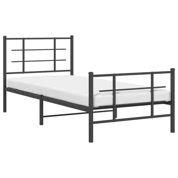 vidaXL Metal Bed Frame without Mattress with Footboard Black 35.4"x78.7"