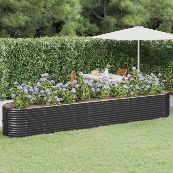 vidaXL Garden Raised Bed Anthracite Powder-coated Steel Large Durable