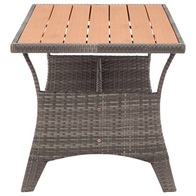 vidaXL Patio Table Gray 47.2"x27.6"x26" Poly Rattan