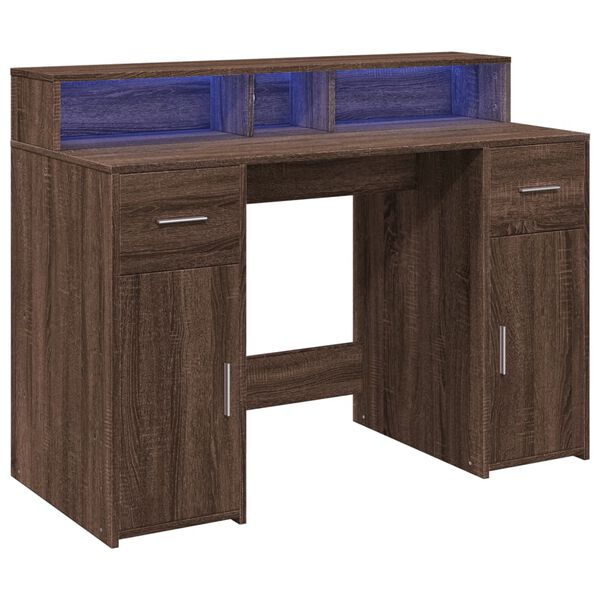 vidaXL Desk Brown oak Engineered wood 47.2 x 21.7 x 35.8 in