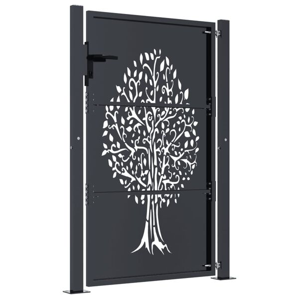 vidaXL Garden Gate Anthracite 39.4x59.1" Steel Tree Design