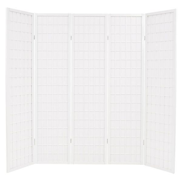 vidaXL Folding 5-Panel Room Divider Japanese Style 78.7"x66.9" White