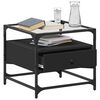 vidaXL Coffee Table Black Engineered wood, steel, glass Small