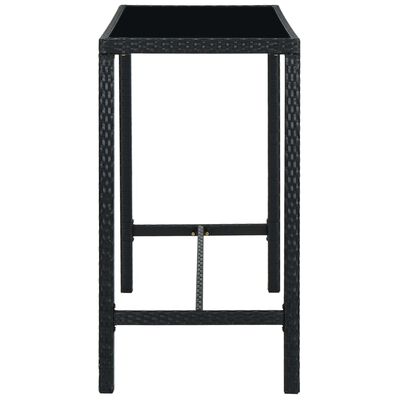 vidaXL Patio Bar Table Black 51.2"x23.6"x43.3" Poly Rattan and Glass
