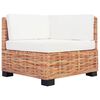 vidaXL Living Room Set Brown and White Natural Rattan and Mahogany Wood