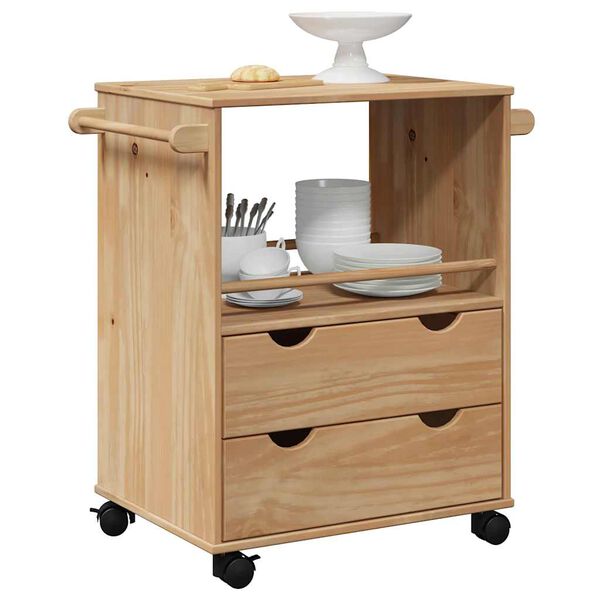 vidaXL Kitchen Trolley "OTTA" 23.2x17.7x31.5" Solid Wood Pine