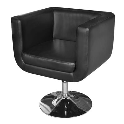 vidaXL Armchairs with Chrome Base 2 pcs Black Faux Leather