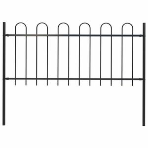vidaXL Garden Fence with Hoop Top Steel 71.3"x39.4" Black