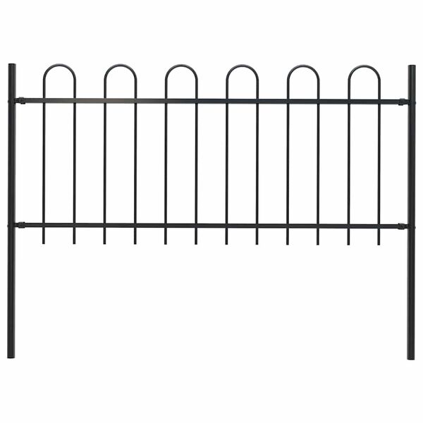 vidaXL Garden Fence with Hoop Top Steel 71.3"x39.4" Black
