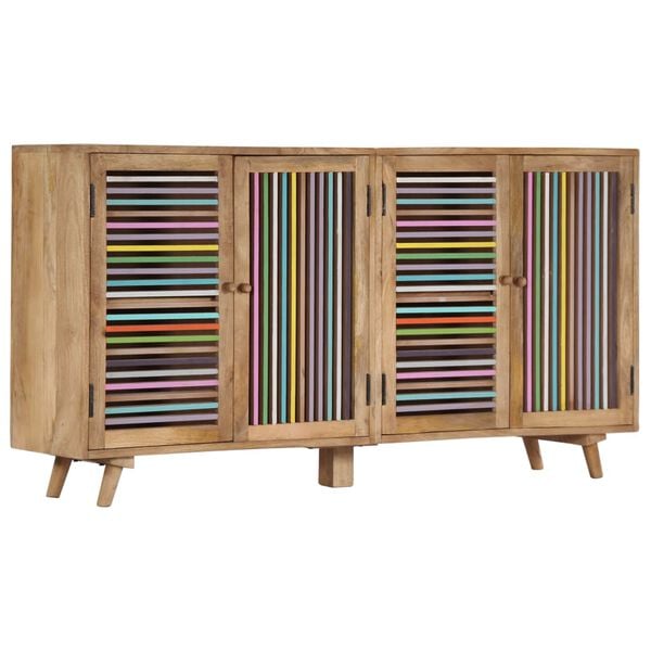 vidaXL Sideboard Natural wood grain with multicolor accents on doors