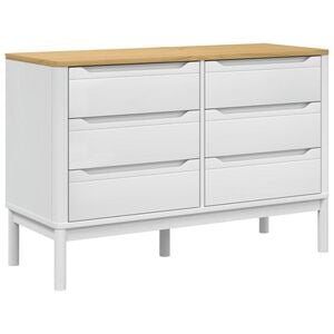 vidaXL Drawer Cabinet White Solid pine wood Medium Chest of Drawers