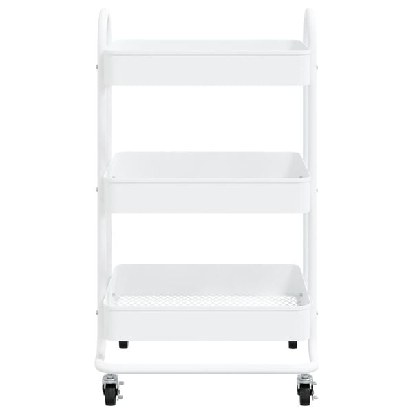 vidaXL 3-Tier Trolley White 16.9"x13.4"x31.1" Steel