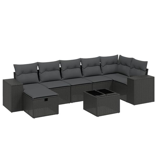 vidaXL Garden Sofa Set Black Poly Rattan Large Modular Garden Sofa Set