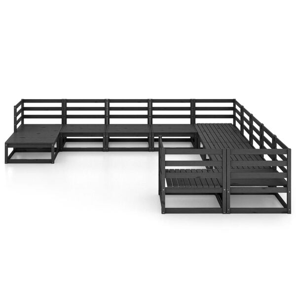 vidaXL Garden Lounge Set Black Solid pinewood 11 Piece Modular