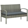 vidaXL Garden Sofa Set Poly rattan: Grey, Cushion: Dark grey