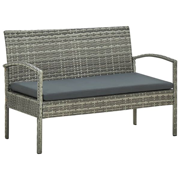 vidaXL Garden Sofa Set Poly rattan: Grey, Cushion: Dark grey
