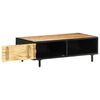 vidaXL Coffee Table Brown Rough Mango Wood, Powder-Coated Steel