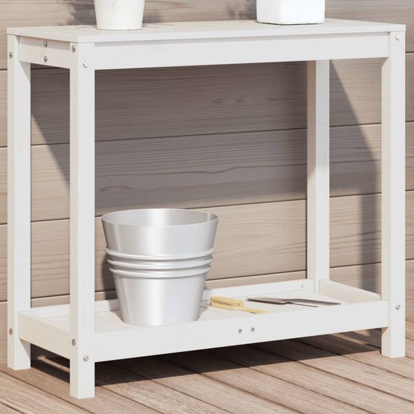 vidaXL Potting Table White Solid pine wood 32.5 x 13.8 x 29.5 in