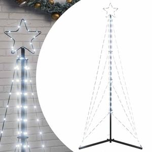vidaXL Led Christmas Tree Cold White Powder-coated steel Medium