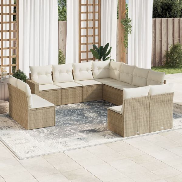 vidaXL Garden Sofa Set Beige, Cream White