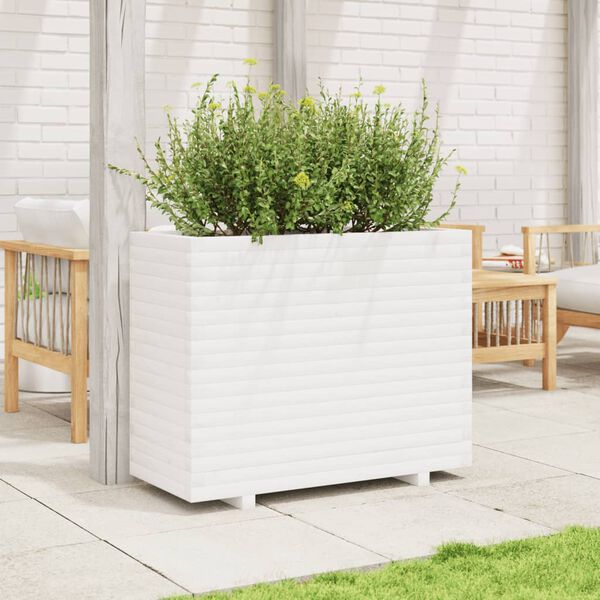 vidaXL Garden Planter White Solid pine wood 35.4 x 15.7 x 28.3 in
