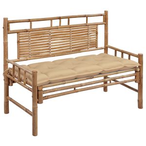 vidaXL Garden Bench Beige, Natural Bamboo Bamboo, 100% Polyester (Cushion)