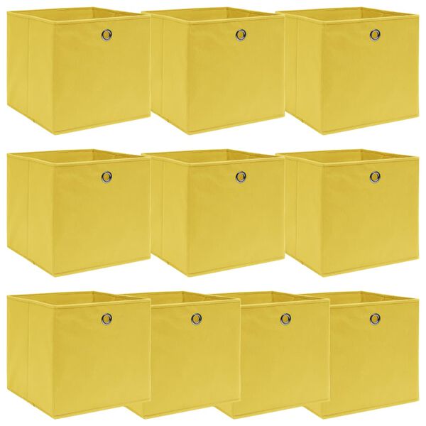 vidaXL Storage Box Set of 10 Yellow Non-woven fabric (100% polyester)