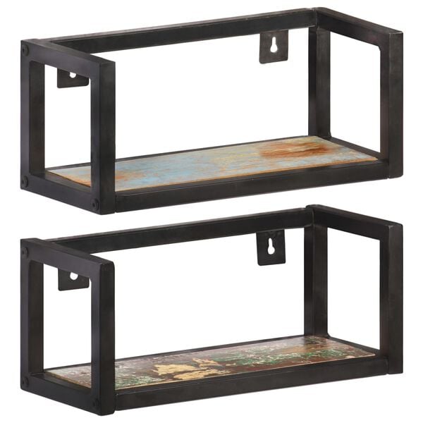 vidaXL Wall Shelf Set of 2 Mixed color with Black