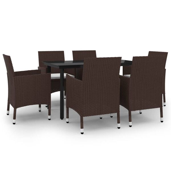 vidaXL Garden Dining Set Brown PE rattan Medium Seats Many