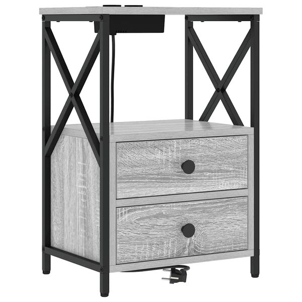 vidaXL Bedside Cabinet Grey Sonoma 15.75 x 12.20 x 23.62 in