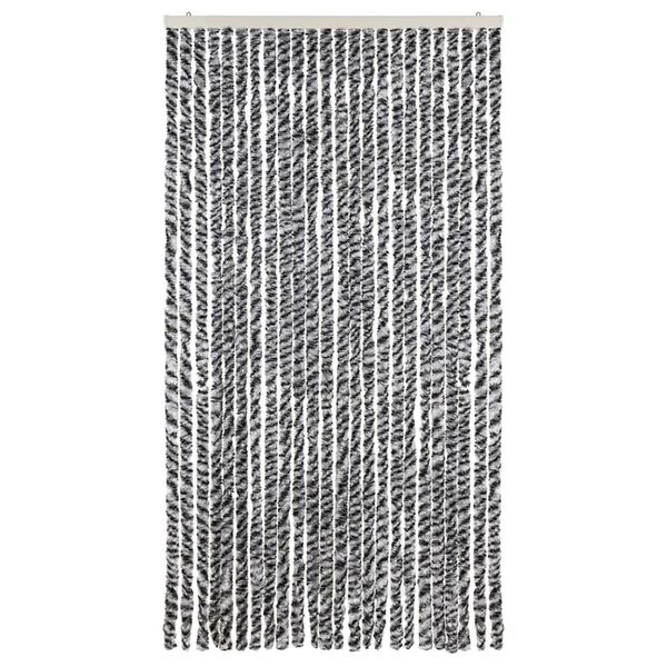 vidaXL Fly Curtain Grey and Black and White 39.4x90.6" Chenille