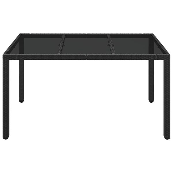 vidaXL Garden Table With Glass Top Black