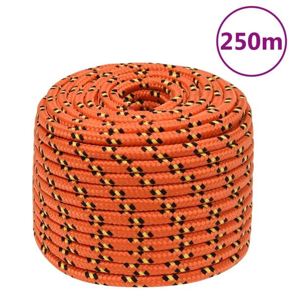 vidaXL Boat Rope Orange 0.55 " 820.2 ' Polypropylene