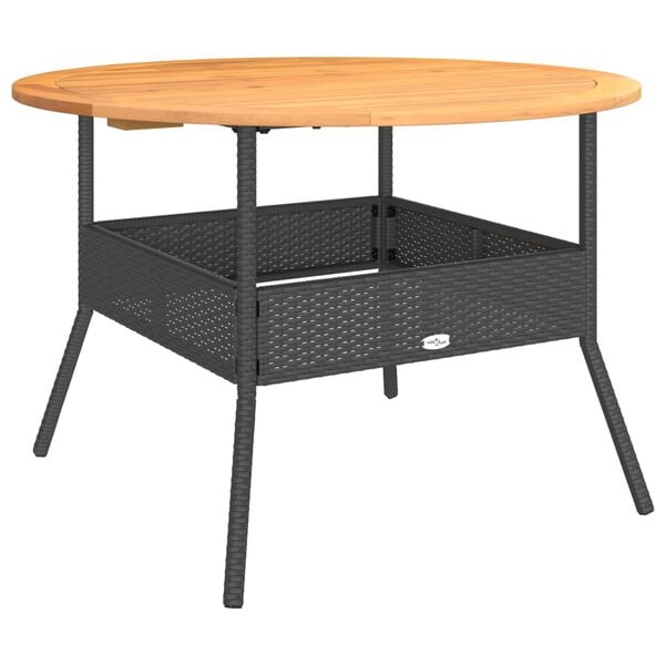vidaXL Garden Table Black PE rattan, solid acacia wood