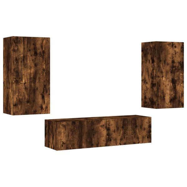vidaXL TV Wall Unit Smoked Oak Engineered Wood Medium TV Wall Units