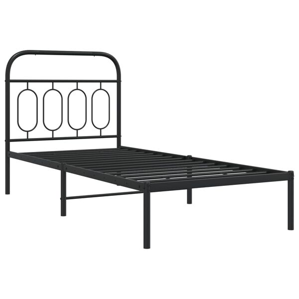 vidaXL Bed Frame Black Steel 35.4x78.7 in Bed Frame Rectangular