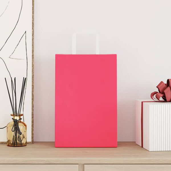 vidaXL Paper Bags 50 pcs with Handles Pink 21x11x31 cm