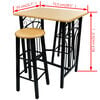 vidaXL Bar Table and Stool Black and Beige Wood and Steel Compact