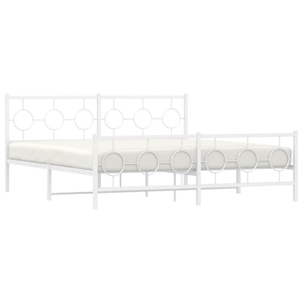 vidaXL Bed Frame White Powder-Coated Steel Double Storage Bed Frame