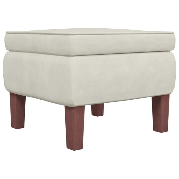 vidaXL Stool Cream Velvet (100% polyester), rubber wood