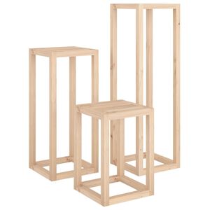 vidaXL Plant Stand Set Set of 3 Natural Pine Solid Pine Wood