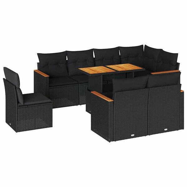 vidaXL Garden Sofa Set Black PE rattan Large Modular Garden Sofa Set