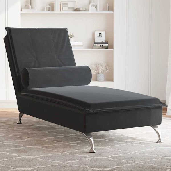 vidaXL Massage Chaise Lounge Black