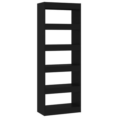 vidaXL Book Cabinet/Room Divider Black 23.6"x11.8"x65.4" Engineered Wood