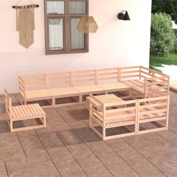 vidaXL 10 Piece Patio Lounge Set Solid Pinewood
