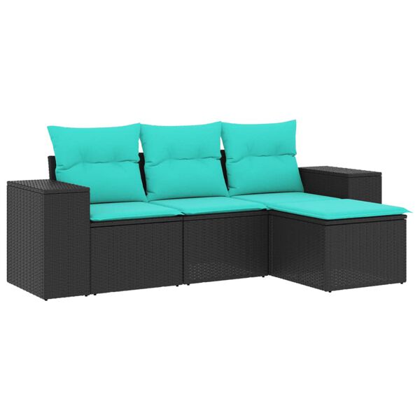 vidaXL Patio Sofa Set Black, Blue