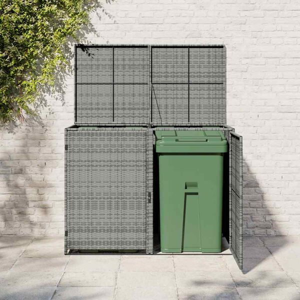 vidaXL Wheelie Bin Shed Anthracite PE rattan, powder-coated steel