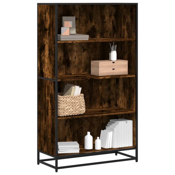 vidaXL Bookcase Smoked oak Engineered wood, Metal Tall Bookcase