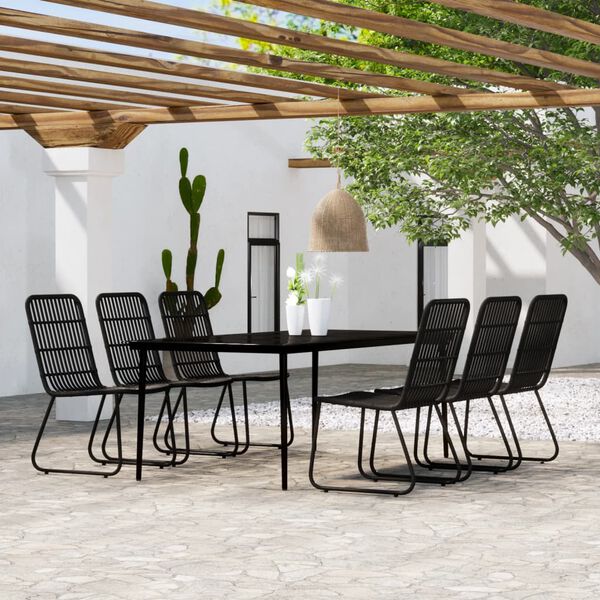 vidaXL Dining Set Black Powder-coated steel Large UV-resistant materials