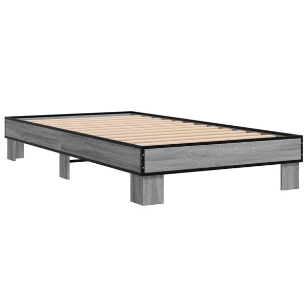 vidaXL Bed Frame Grey Sonoma Engineered wood, Metal Single Durable